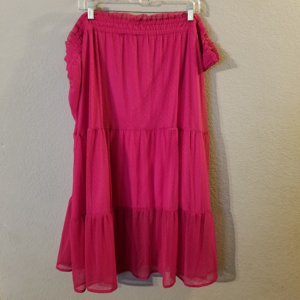 LC Lauren Conrad New‎ Womens Plus Party Collection Pink Midi Skirt Layered 4X
